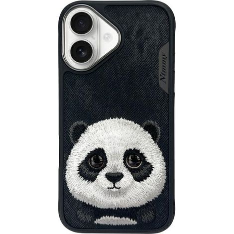 Custodia per iPhone 16 Nimmy Big Eyed Pet 2.0 Panda, nera (1/5)