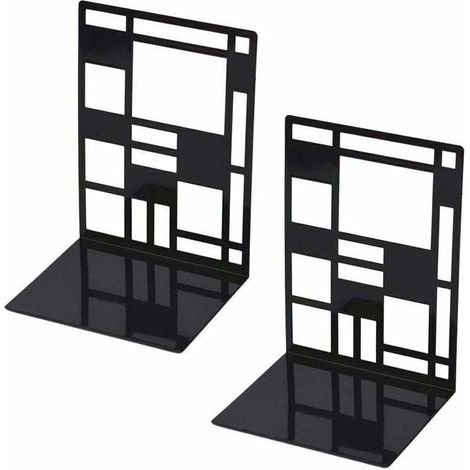 Ensemble de serre-livres, serre-livres en métal, serre-livres noirs, serre-livres design, étagère à base antidérapante pour enfants, bureau, école, salon, librairie et bibliothèque (1/4)