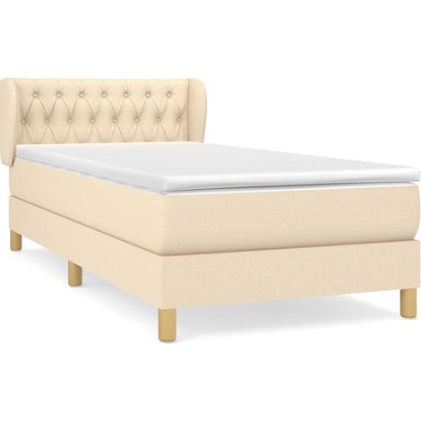 Maison Exclusive - Giroletto a Molle con Materasso Crema 90x190 cm in Tessuto