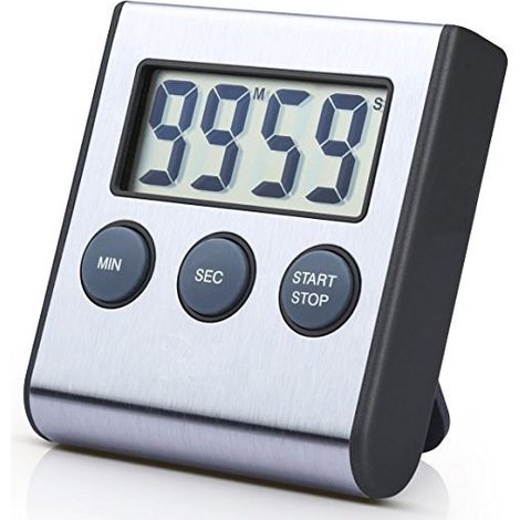 Lntyq Mini minuterie numérique, Compte à rebours de 100 Minutes et chronomètre, pour la cuisine, le sport, les études, les réunions, le stationnement, le traitement médical Stainless Steel
