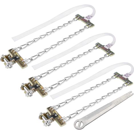 3 pièces Sécurité Anti-dérapante de voiture de Boue de Neige de Chaîne en Acier de pneu Tire Clip-on Chain pour voiture, camion, SUV(Grand) (1/5)