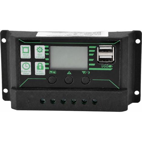 Controlador de carga/descarga solar con pantalla LCD ajustable, PWM, doble puerto USB y regulador MPPT para paneles solares fotovoltaicos de 10 A. (1/5)