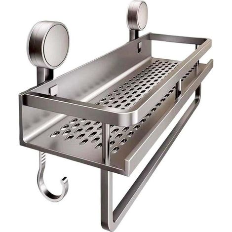Support à ventouses en aluminium pour lavabo de salle de bain, installation sans perçage, rangement pratique pour toilettes et espace sanitaire (1/5)