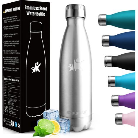 Gourde Isotherme - 750ML - Gourde Inox sans BPA Sport Étanche, Réutilisable, Bouteille Isotherme, Processus de revêtement en Poudre, Bouteille pour Running, Bureau, École (1/5)