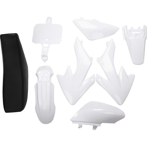 Kit de 8 pièces comprenant garde-boue et selle pour motos tout-terrain 4 temps CRF50 Pit 50cc, 110cc, 125cc et 140cc – Kits de montage moto à faire soi-même, blanc - JBMEDIA (1/4)