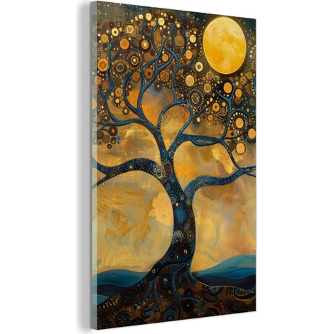 TABLEAU EN PLEXIGLAS Arbre - Lune - Fleurs - Or - Art Tableau Moderne 60x90 (1/5)