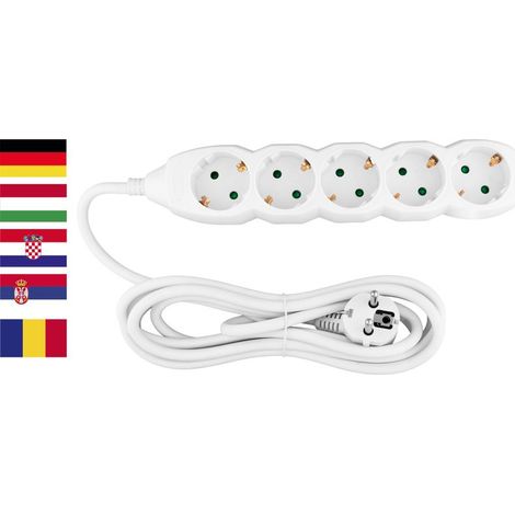 Kabel Strend Pro DG-805B, Schuko-Steckdose, 3,00 m, 5 Steckdosen, HU, RO, SRB, CRO (1/2)