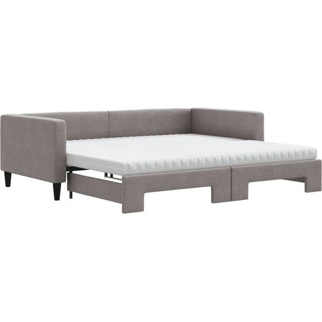 Maison Exclusive - Lit de jour avec gigogne et matelas taupe 100x200 cm tissu