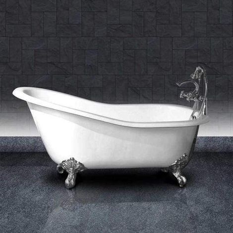 Freistehende Gusseisen Badewanne ASHFORD Füße CHROM 138 (1/2)