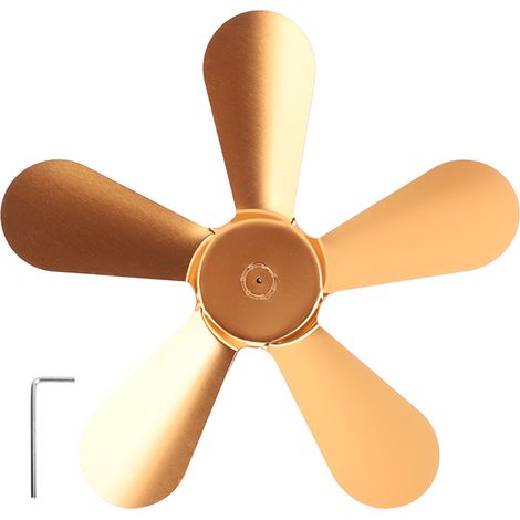 5 pales ventilateur poêle aluminium allié chaleur auto-alimenté lames remplacement doré cheminée (1/5)