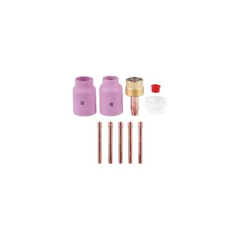 9-teiliges Set: Große, lange Gaslinse und Aluminiumoxid-Düse für WIG-Schweißen (1/5)