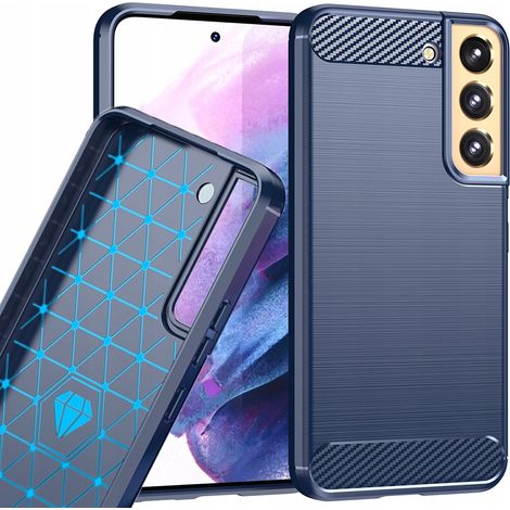 Custodia in carbonio per Samsung Galaxy S23+, custodia flessibile in silicone effetto carbonio blu (1/5)