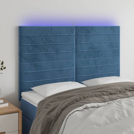 Tête de lit à LED Bleu foncé 144x5x118-128 Velours (1/5)