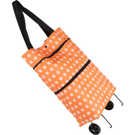 Sac à courses roulant pliable double usage en tissu Oxford, roues et poignée, cabas à roulettes escamotable (1/5)