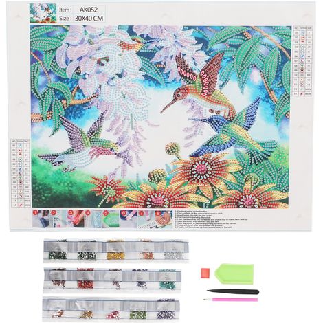 5D Rhinestone Painting Kits Birds and Flowers DIY Fun Complete Tools DIY Landscape Rhinestone Painting for Gifts (1/5)