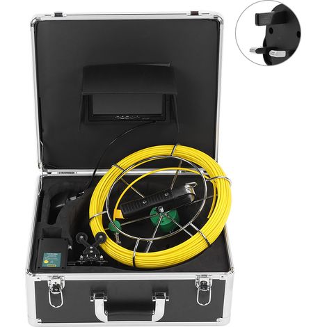 Caméra d'inspection tuyau souterrain 7 pouces DVR 1080P, double caméra IP68 étanche avec câble 50 mètres, système inspection canalisation 100-240V UK (1/5)