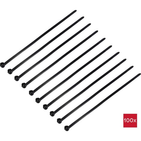TRU COMPONENTS TC-12814188  Kabelbinder 200 mm 4.8 mm Schwarz mit Metallzunge, UV-Witterungsstabil 1