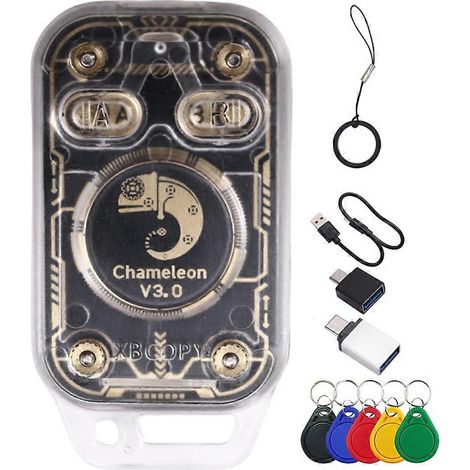 Lecteur de puces RFID Chameleon V3.0 + émulateur de porte-clés 5XUID pour cartes à puce, copieur d'étiquettes IC ID 125K 13,56M, lecteur/graveur NFC (1/5)