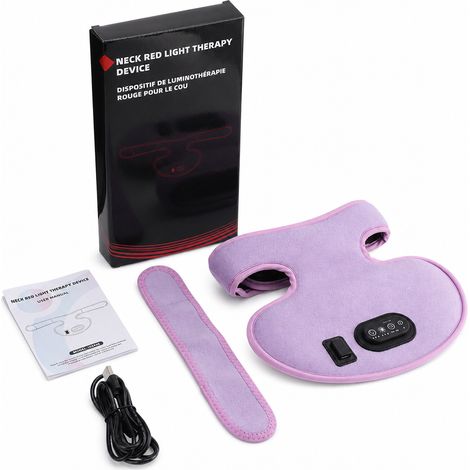 Appareil de luminothérapie rouge pour le cou, violet, 72 LED à double cœur, 660/850 nm
