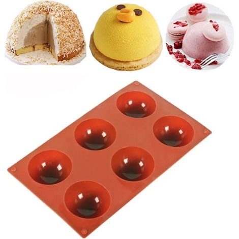 Halbkreisförmige Silikon-Kuchenform mit 6 Mulden, Seifenform, halbkreisförmige Form für Gelee, Pudding und Schokolade mit 6 Mulden (1/5)
