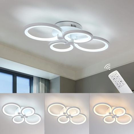 Comely – Plafonnier LED moderne 60W – 4 cercles – Télécommande et contrôle APP – 4800lm – Température de couleur 3000-6500K – Pour salon, cuisine, couloir (1/5)