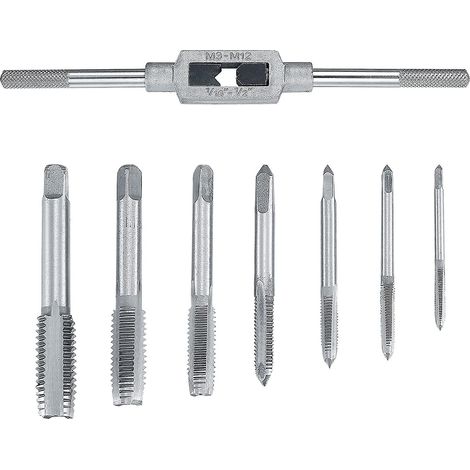 Jeu de 8 tarauds, alésoir réglable, tarauds métriques, vis à cliquet pour taraudage, M3/M4/M5/M6/M8/M10/M12 (1/5)