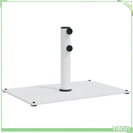 Base de parasol - FAFEICY - 368682 - Ø mât 32/38/48 mm - Rectangulaire 60,5x41x38 cm - Acier blanc (1/5)