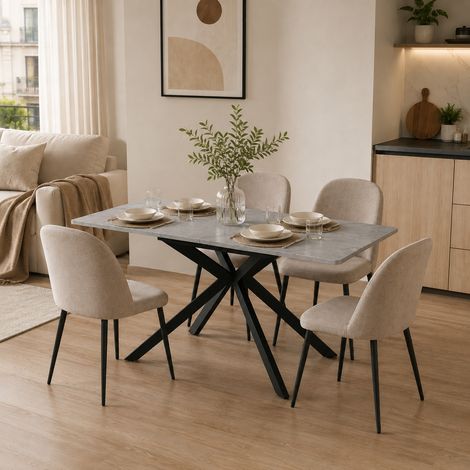 Table de salle à manger extensible, table de salle à manger extensible automatiquement, table de salle à manger rectangulaire, table basse/de loisirs, L150/180 x l70 x H76 cm, piètement croisé, motif (1/5)