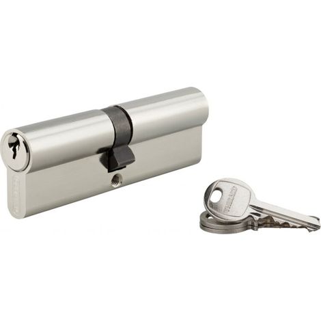 Cylindre de serrure double entrée SA, 50x50mm, anti-arrachement, nickel, 3 clés - (1/4)