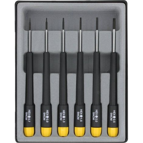 pour l'électronique et la mécanique de précision Jeu de tournevis 6 pièces 6 pans intérieurs C94803 (1/3)