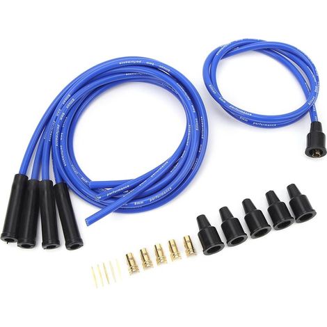 (Bleu) Fil de bougie d'allumage en métal silicone haute performance de 8 mm, très efficace et stable (1/5)