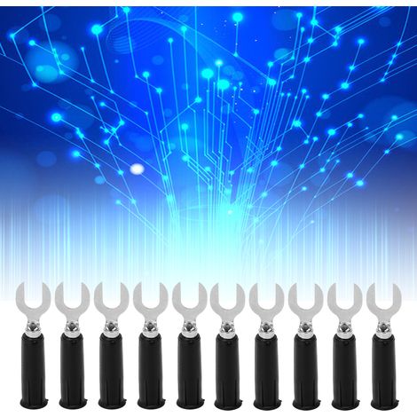 J.20019 6mm Hochspannungsfester U-Stecker, 6mm Stift auf Bananenstecker Adapter, U-Stecker mit 4mm Buchse am Ende, Verkauft in 10er-Packs, Schwarz. (1/5)