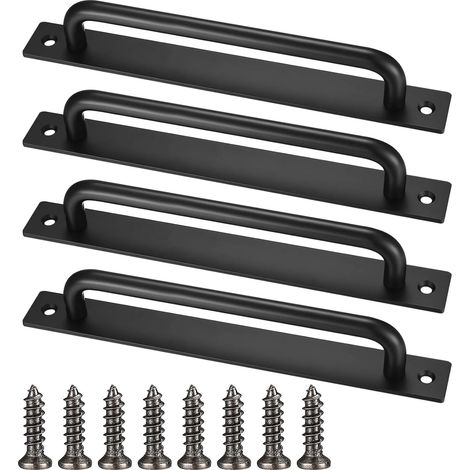 4 Pièces Poignée de Porte de Grange, Poignée de Porte Coulissante Noire, Poignées de Porte Robustes avec Vis, Poignées de Porte Armoire Aluminium (1/5)