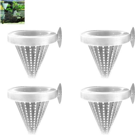 Lot de 4 mangeoires pour vers de vase en verre acrylique pour aquarium - Gobelet pour plantes aquatiques - Nourrisseur à nématodes - Mangeur conique - Mangeur flottant pour aquarium (1/5)