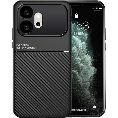 Coque pour Honor 600 5G, Grâce Exquis Mode Texture Doux Étui, Premium Très Mince Antichoc Antidérapante TPU + PU Bumper Silicone Housse. Noir (1/5)