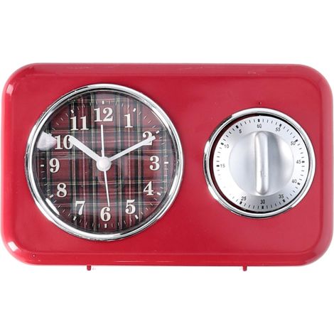 Orologio plastica con timer rosso cm 17x5x10