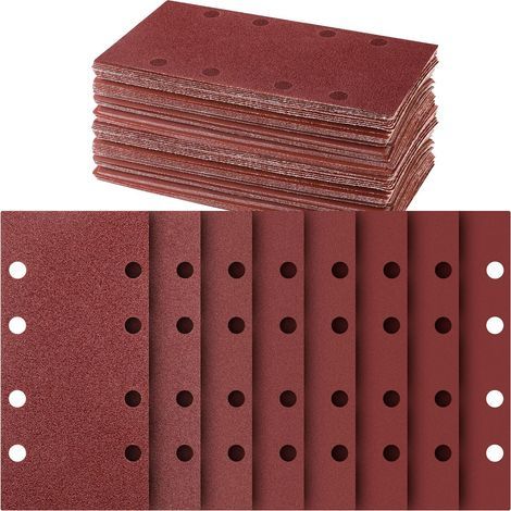 Lot de 15 feuilles abrasives grain 80 pour ponceuse 1/3 de feuille, idéal bois, métal, peinture et bricolage. (1/5)