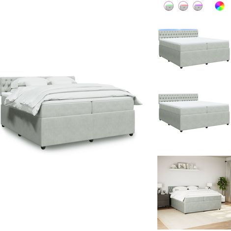 Sommier à lattes de lit et matelas Gris clair 200x200cm Velours - Sommier À Lattes De Lit - Sommiers À Lattes De Lit - Lit - Meuble De Chambre À Coucher (1/5)