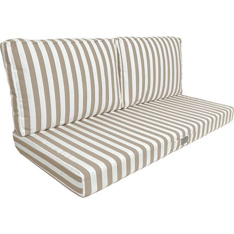 Coussins déhoussables pour salon de jardin 120x60cm – Tissu polyester déperlant – Lot de 2 coussins d'assise et de dossier – Anti-UV