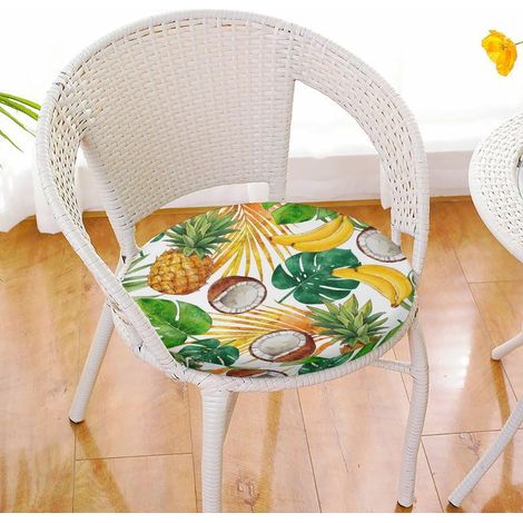 Round Non-Slip Garden Cushion, Removable Chair Pad, Indoor and Outdoor Floor Cushion, Tropical Plant Print Garden Chair Cushion (39cm, Coconut) (1/5)