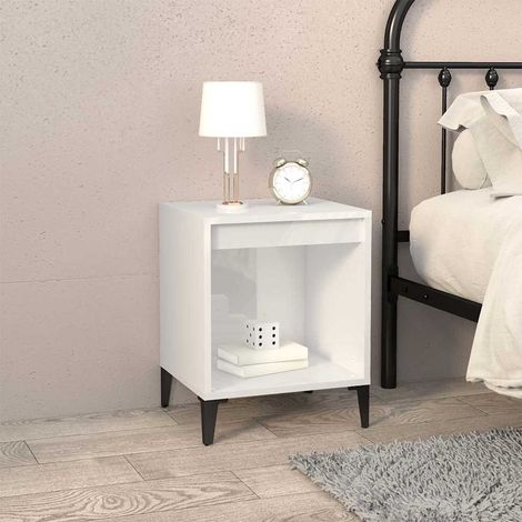 Table de chevet-Table de nuit Blanc brillant 40x35x50 cm 207350 (1/5)