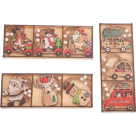 27 décorations de Noël, pendentifs en bois pour sapin de Noël, pendentifs décoratifs pour sapin de Noël S (1/5)