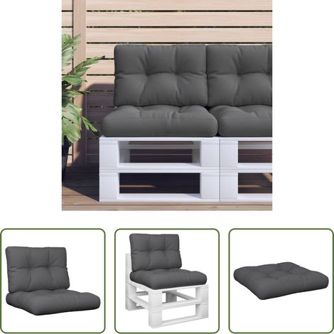 Coussin de jardin - Coussins de palette lot de 2 anthracite tissu (1/5)