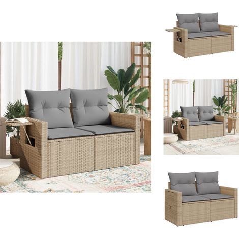 Canapé de jardin avec coussins 2 places beige résine tressée - Canapé De Jardin - Salon De Jardin - Meuble De Jardin - Résine Tressée - Rotin Synthétique (1/5)