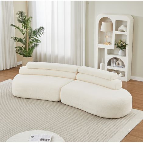 Canapé modulable en chenille, design arrondi sans angles, canapé 3 pièces pour salon et chambre - beige (1/5)
