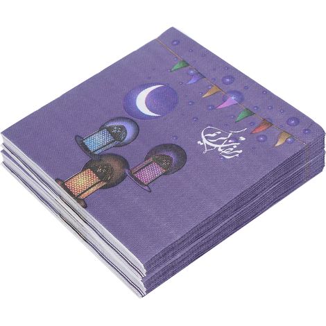 40 Serviettes en Papier Ramadan Motif Violet 4 Plis Absorbantes pour Célébrations et Repas de Fête (1/5)