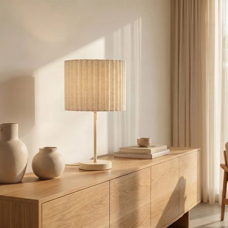 [NEUWERTIG] B-Ware Lindby Tischleuchte Lampe Libbie LED Leuchte creme E27 Höhe 45cm elegant modern (1/2)