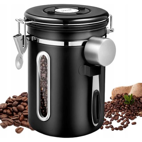 BOÎTE À CAFÉ AVEC CUILLÈRE EN ACIER INOXYDABLE 1,8 L BOÎTE À CAFÉ SUCRE (1/3)