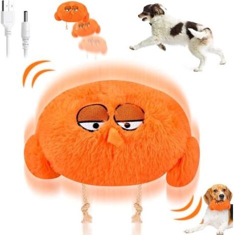 Active Moving Pet Plush Toy, Jouet Interactif Chien, Jouet De Balle Rebondissante pour Chiens, Jouet De Chien en Peluche De Lavable, pour Chiens Balle en Peluche pour Chat Et Chien(Orange) (1/5)