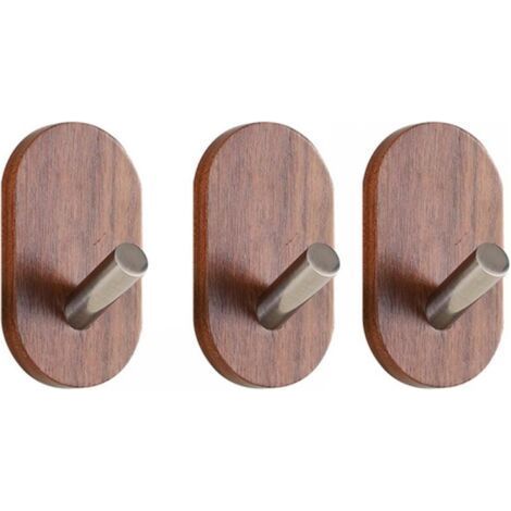 Set of 3 Wooden Coat Hooks, Natural Wood Coat Rack, Home Door Decor Hooks, Multi-Function Wall Hook for Coat Bags, Clothes, Keys, Scarf (1/4)